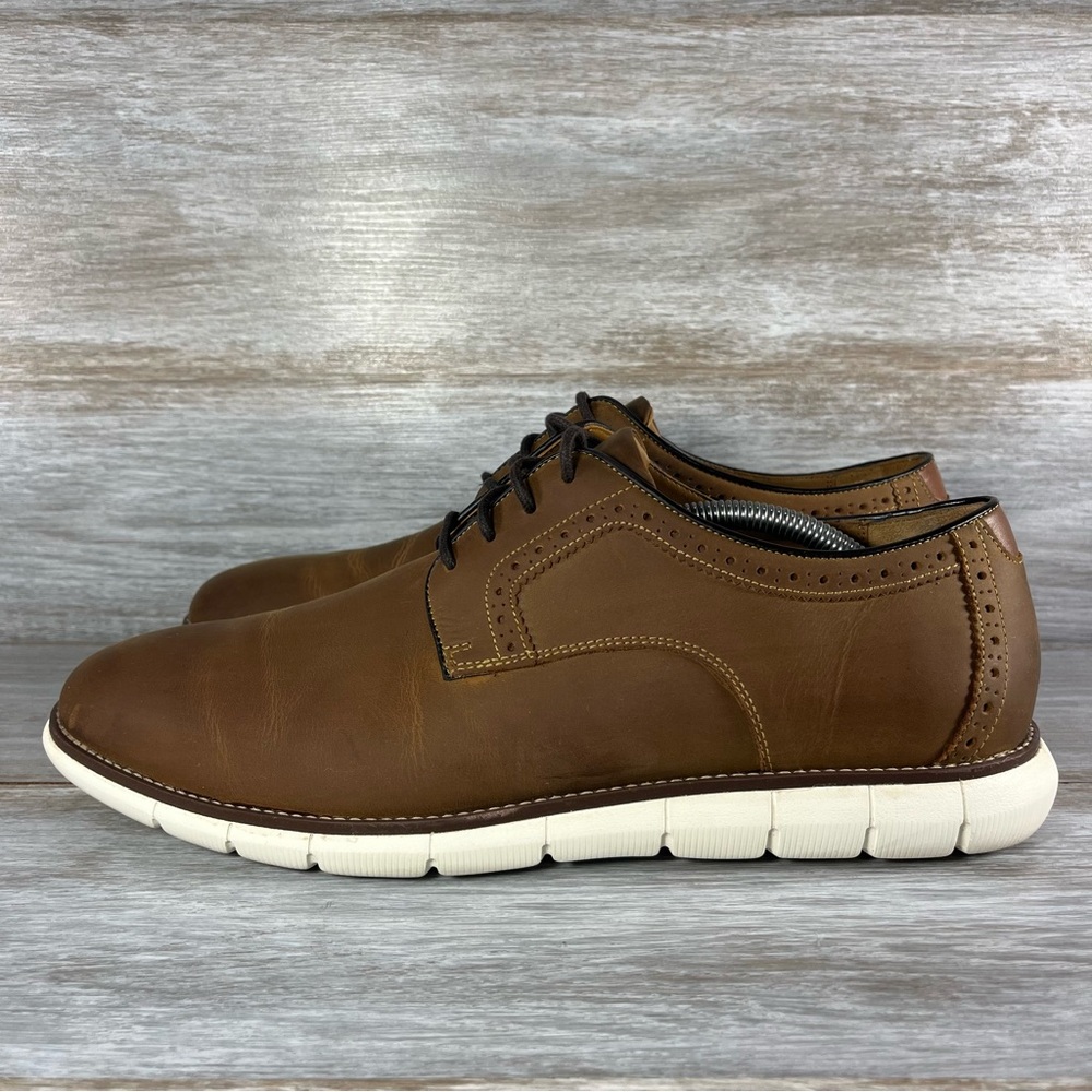 Johnston & Murphy Men’s Holden Plain Toe Brown Leather Oxfords Size 12